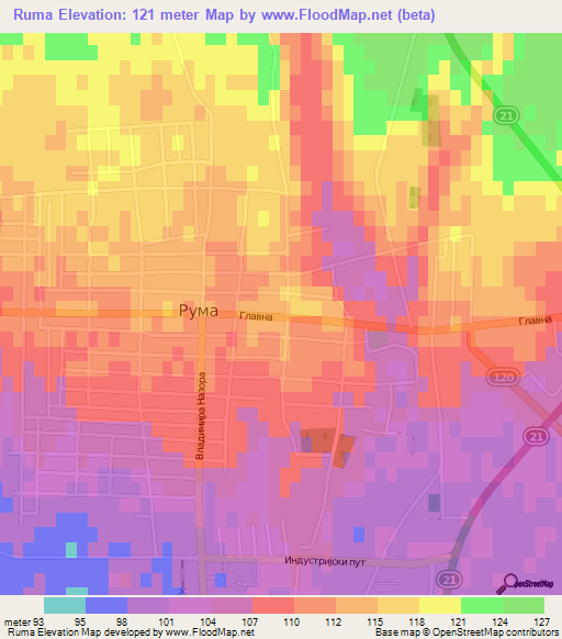 Ruma,Serbia Elevation Map