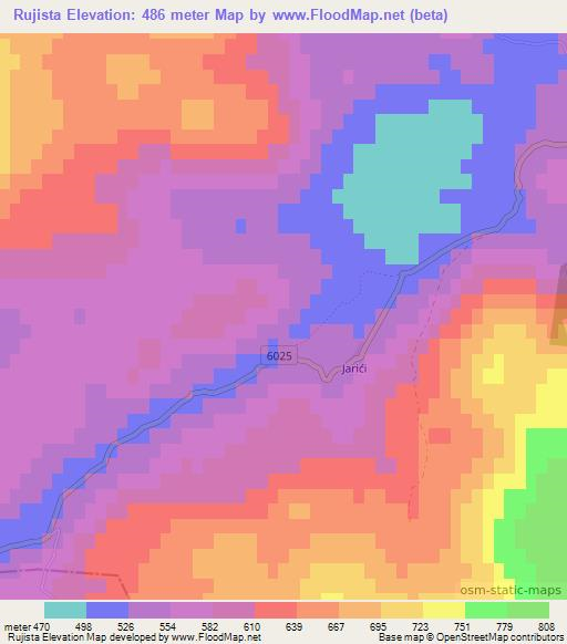 Rujista,Croatia Elevation Map