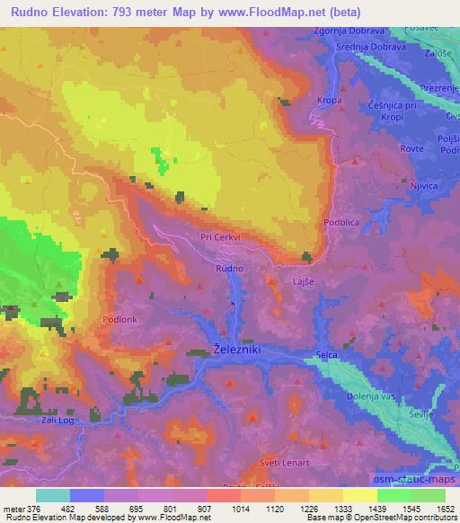 Rudno,Slovenia Elevation Map