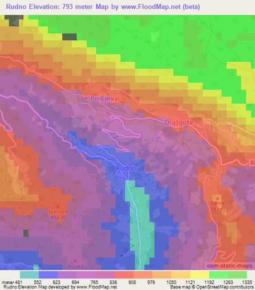 Rudno,Slovenia Elevation Map