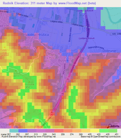 Rudnik,Slovenia Elevation Map