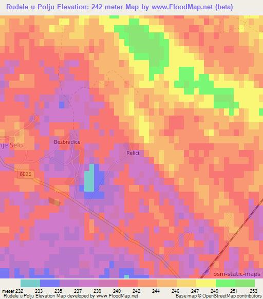 Rudele u Polju,Croatia Elevation Map