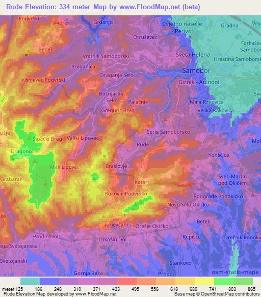 Rude,Croatia Elevation Map