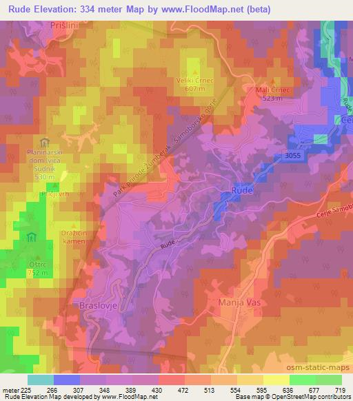 Rude,Croatia Elevation Map