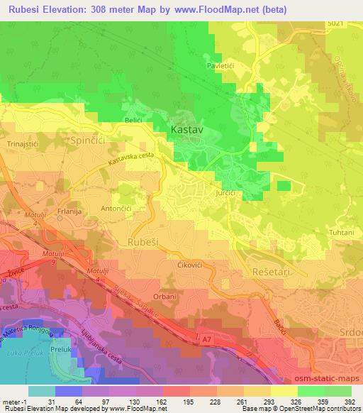 Rubesi,Croatia Elevation Map