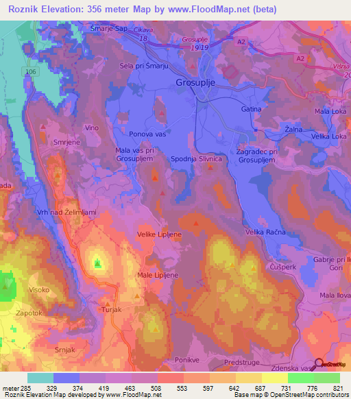 Roznik,Slovenia Elevation Map