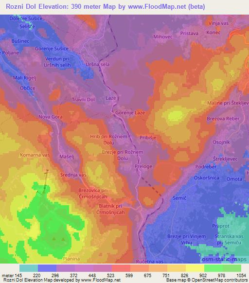 Rozni Dol,Slovenia Elevation Map