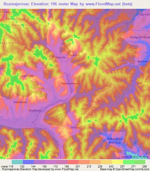 Rozmajerovac,Croatia Elevation Map