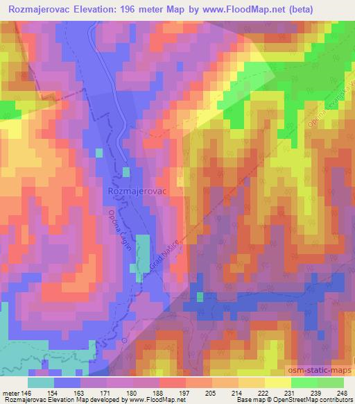 Rozmajerovac,Croatia Elevation Map