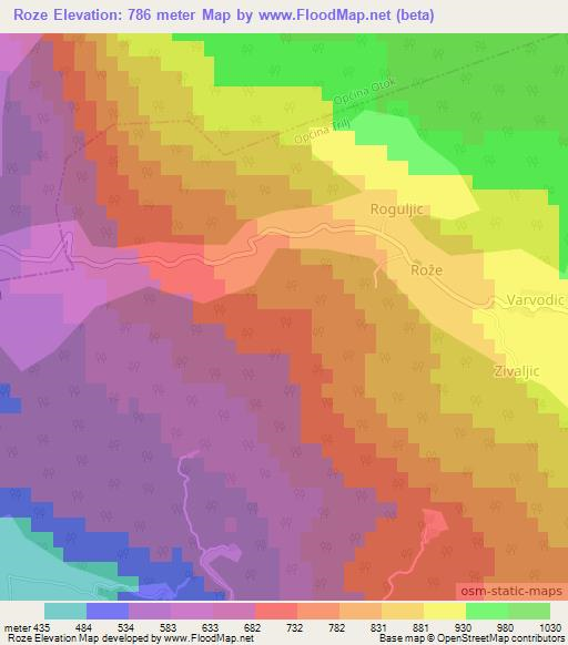 Roze,Croatia Elevation Map