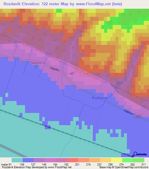 Rozdanik,Croatia Elevation Map