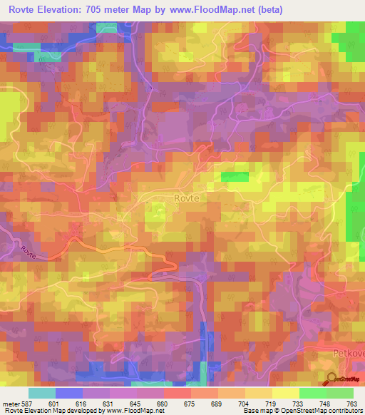 Rovte,Slovenia Elevation Map