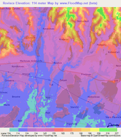 Rovisce,Croatia Elevation Map