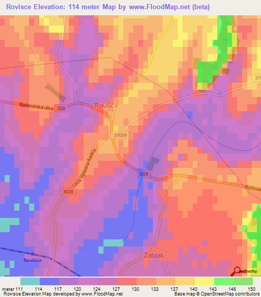 Rovisce,Croatia Elevation Map