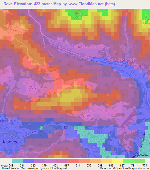 Rove,Slovenia Elevation Map