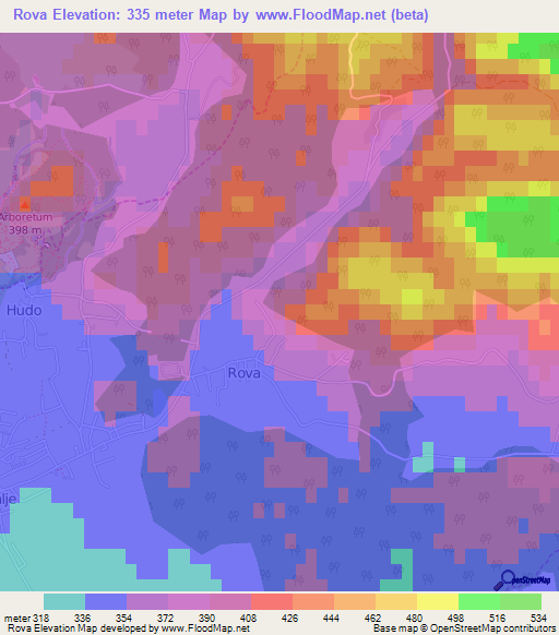 Rova,Slovenia Elevation Map