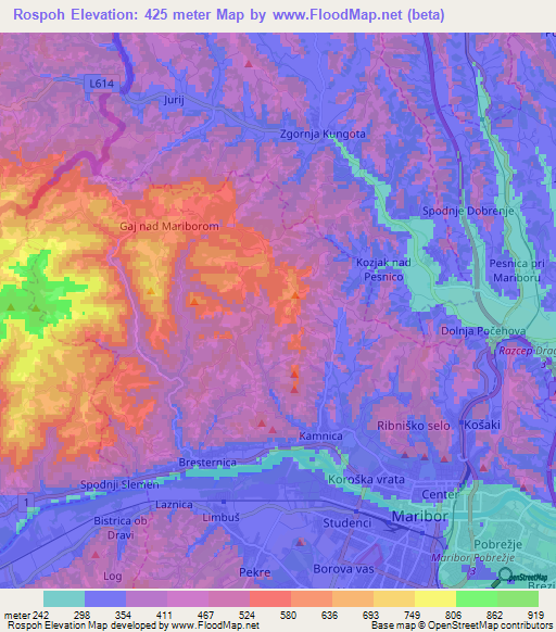 Rospoh,Slovenia Elevation Map