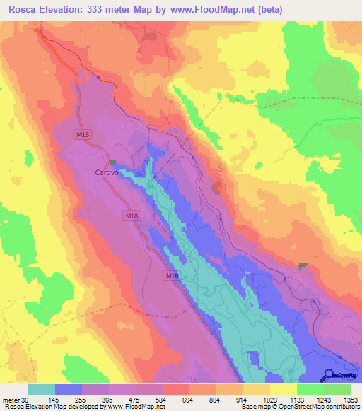 Rosca,Montenegro Elevation Map