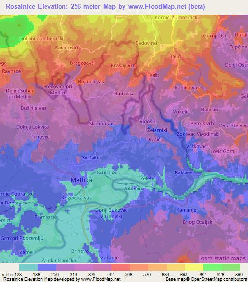 Rosalnice,Slovenia Elevation Map
