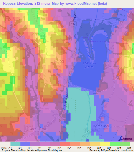 Ropoca,Slovenia Elevation Map