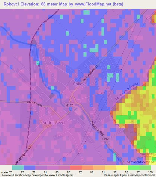 Rokovci,Croatia Elevation Map