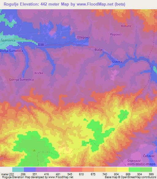 Rogulje,Croatia Elevation Map