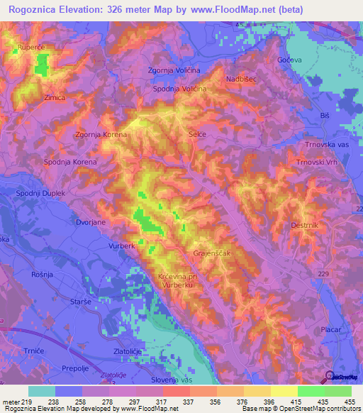 Rogoznica,Slovenia Elevation Map