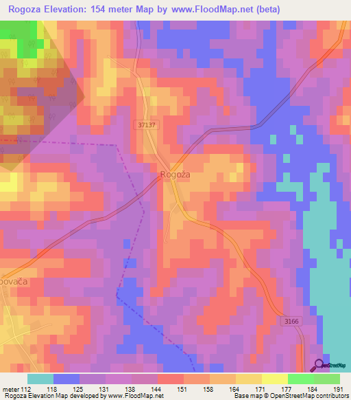 Rogoza,Croatia Elevation Map