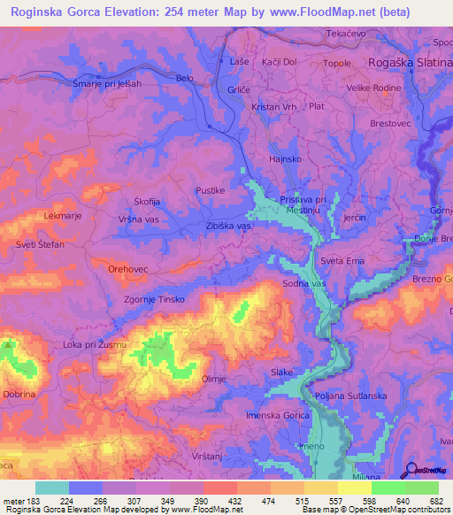 Roginska Gorca,Slovenia Elevation Map