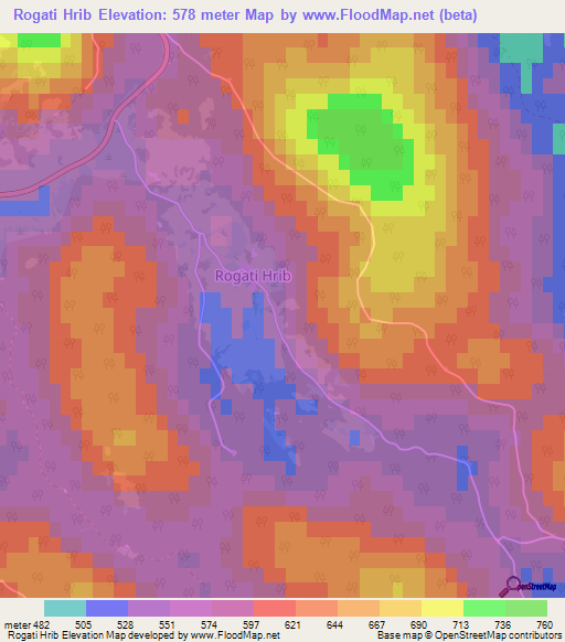 Rogati Hrib,Slovenia Elevation Map