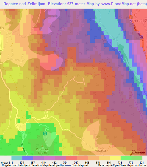 Rogatec nad Zelimljami,Slovenia Elevation Map