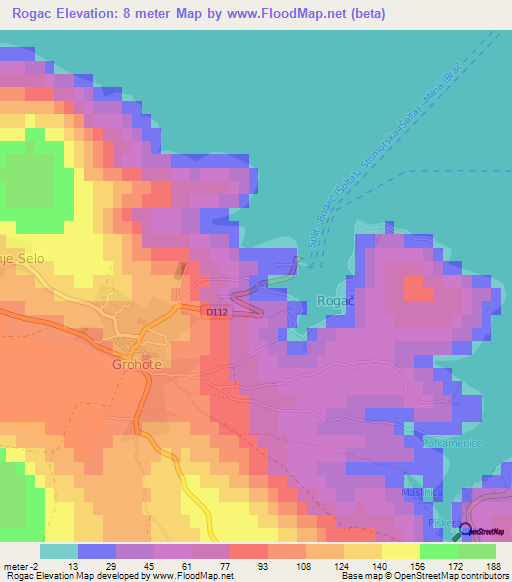 Rogac,Croatia Elevation Map