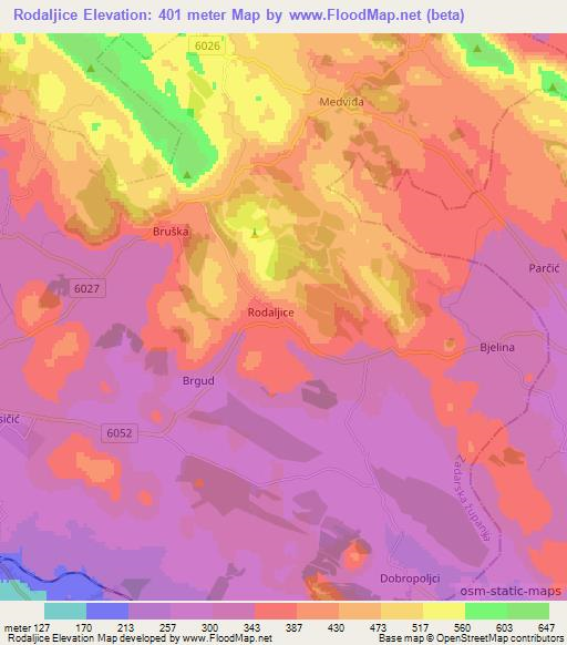 Rodaljice,Croatia Elevation Map