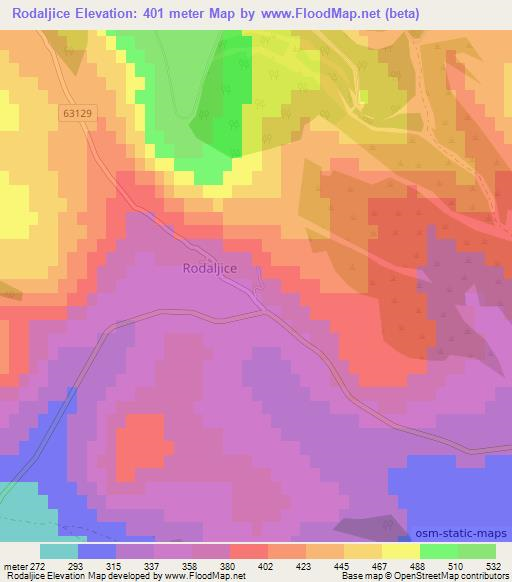 Rodaljice,Croatia Elevation Map