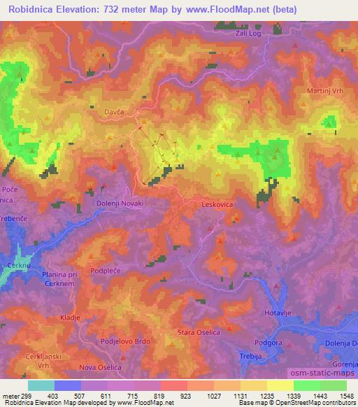 Robidnica,Slovenia Elevation Map