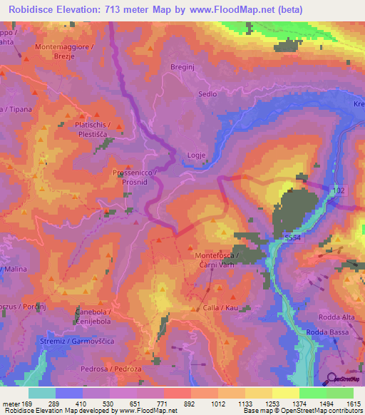 Robidisce,Slovenia Elevation Map