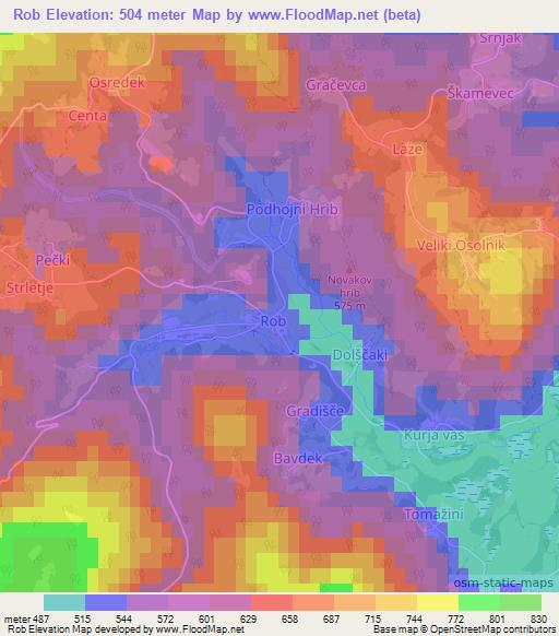 Rob,Slovenia Elevation Map