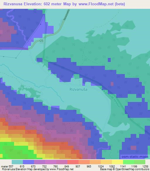 Rizvanusa,Croatia Elevation Map