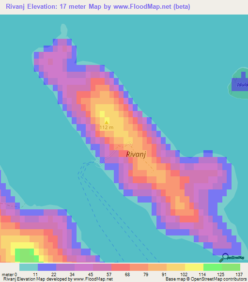 Rivanj,Croatia Elevation Map