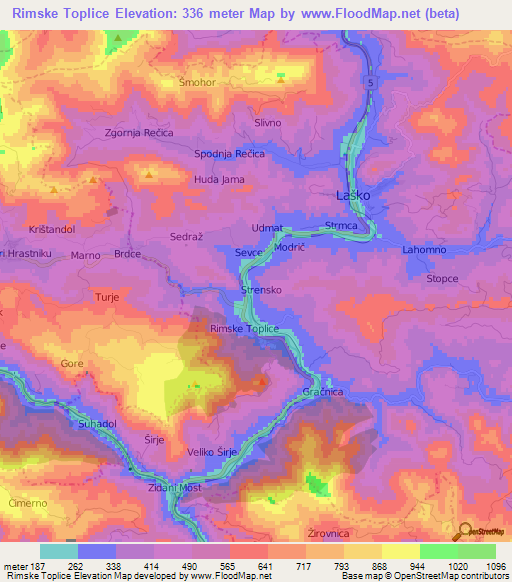 Rimske Toplice,Slovenia Elevation Map