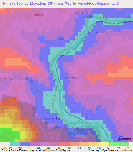 Rimske Toplice,Slovenia Elevation Map