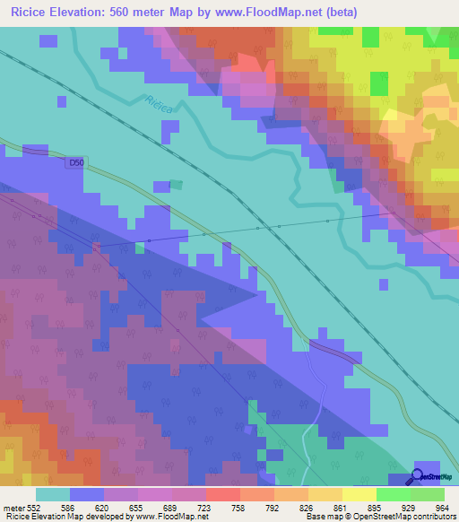 Ricice,Croatia Elevation Map