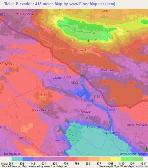 Ricice,Croatia Elevation Map