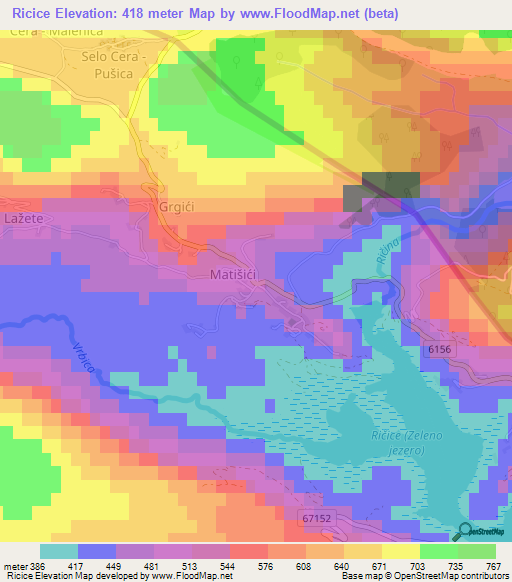 Ricice,Croatia Elevation Map