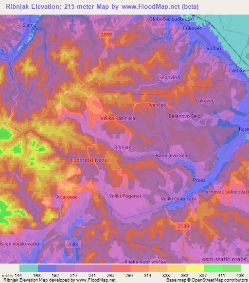 Ribnjak,Croatia Elevation Map