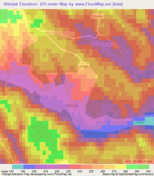 Ribnjak,Croatia Elevation Map