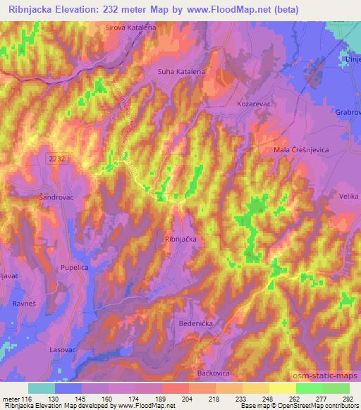 Ribnjacka,Croatia Elevation Map