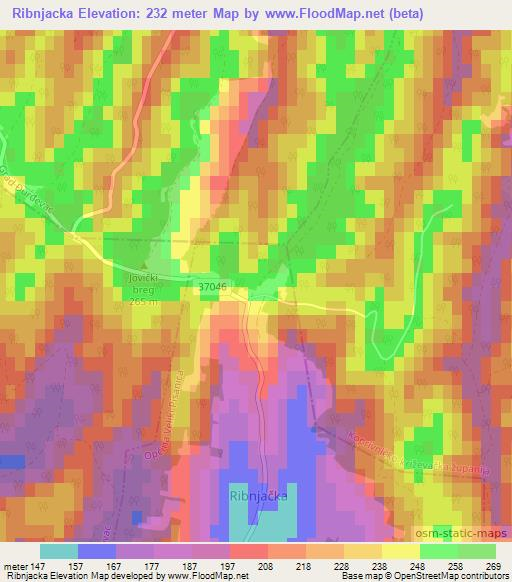 Ribnjacka,Croatia Elevation Map