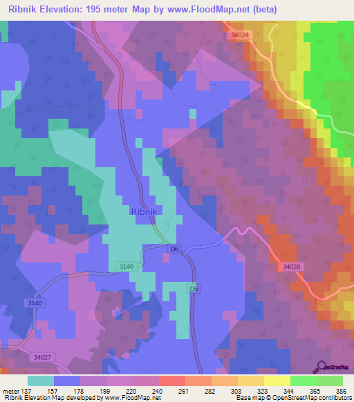 Ribnik,Croatia Elevation Map