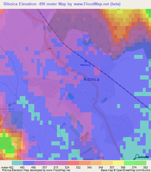 Ribnica,Slovenia Elevation Map